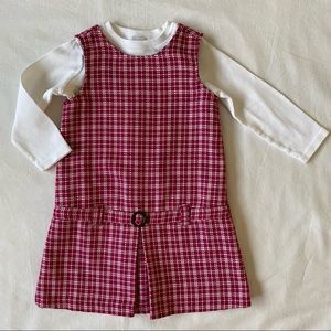 Talbots dress jumper 2T Red Plaid brand new 100% organic Egyptian cotton shirt